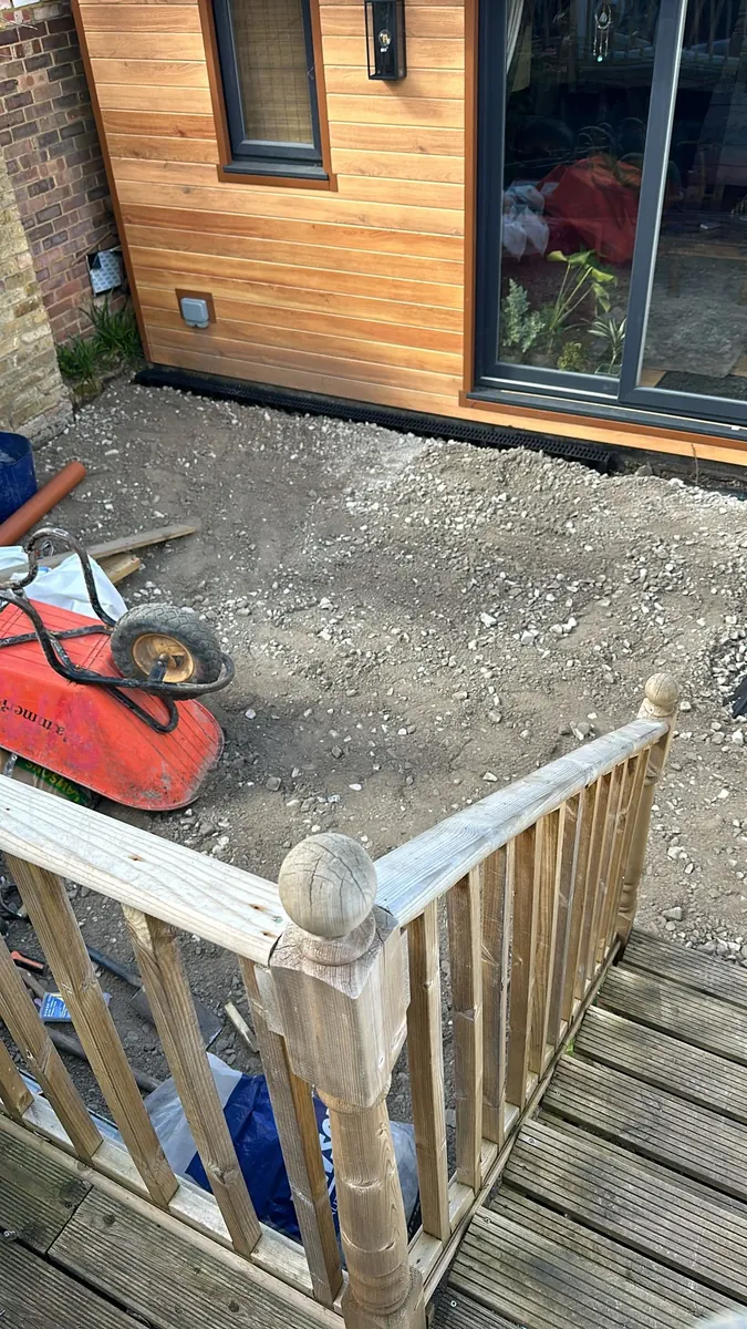 Compacted sub-base laid across the courtyard ahead of paving, Twickenham